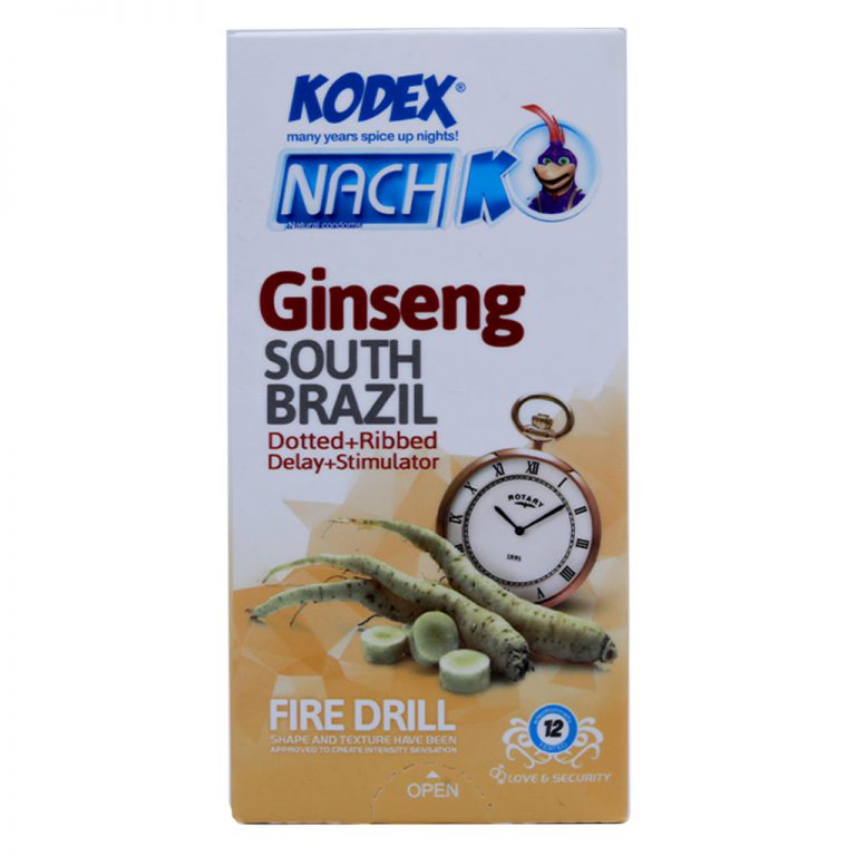 کاندوم تاخیری کدکس KODEX مدل جینسینگ Ginseng south brazil بسته 12 عددی