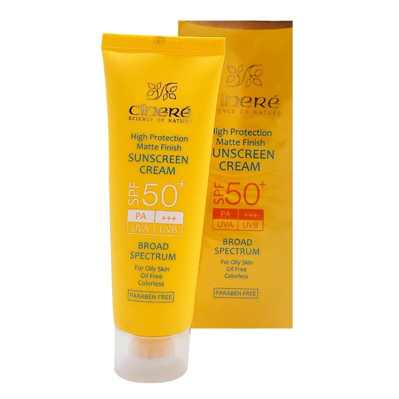 کرم ضد آفتاب بی رنگ SPF50 سینره مناسب پوست چرب حجم 50 میل