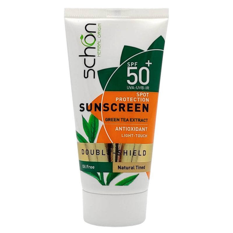 کرم ضد آفتاب رنگی بژ طبیعی SPF50 شون حاوی عصاره چای سبز مناسب پوست چرب