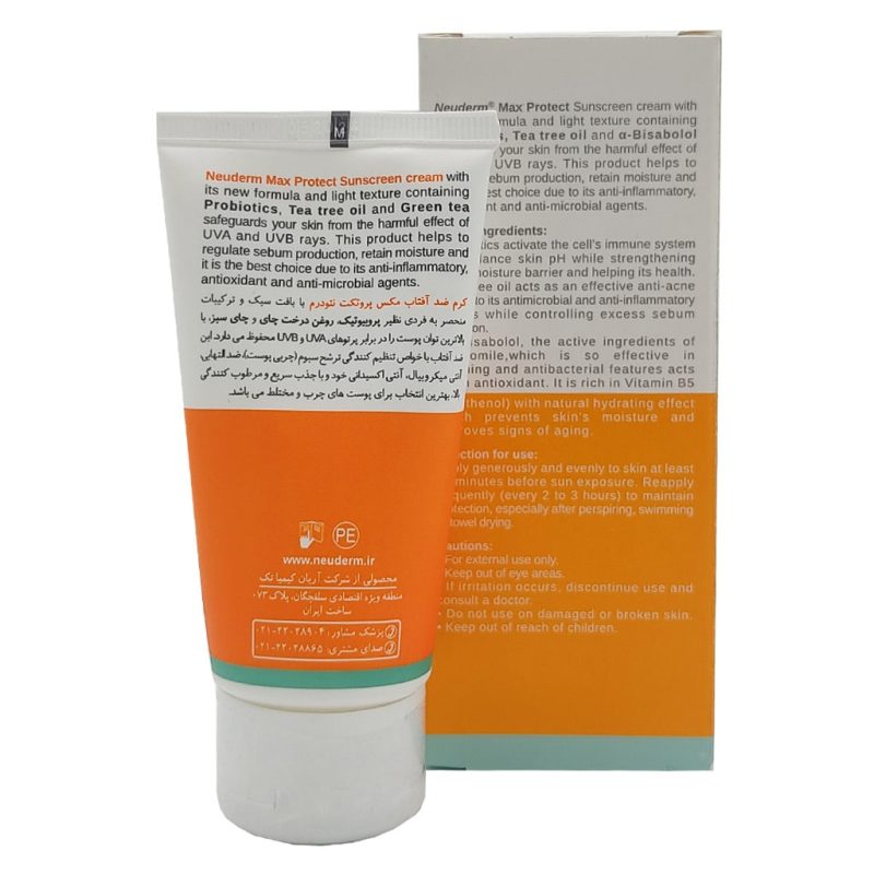 کرم ضد آفتاب بی رنگ SPF50 نئودرم مدل مکس پروتکت