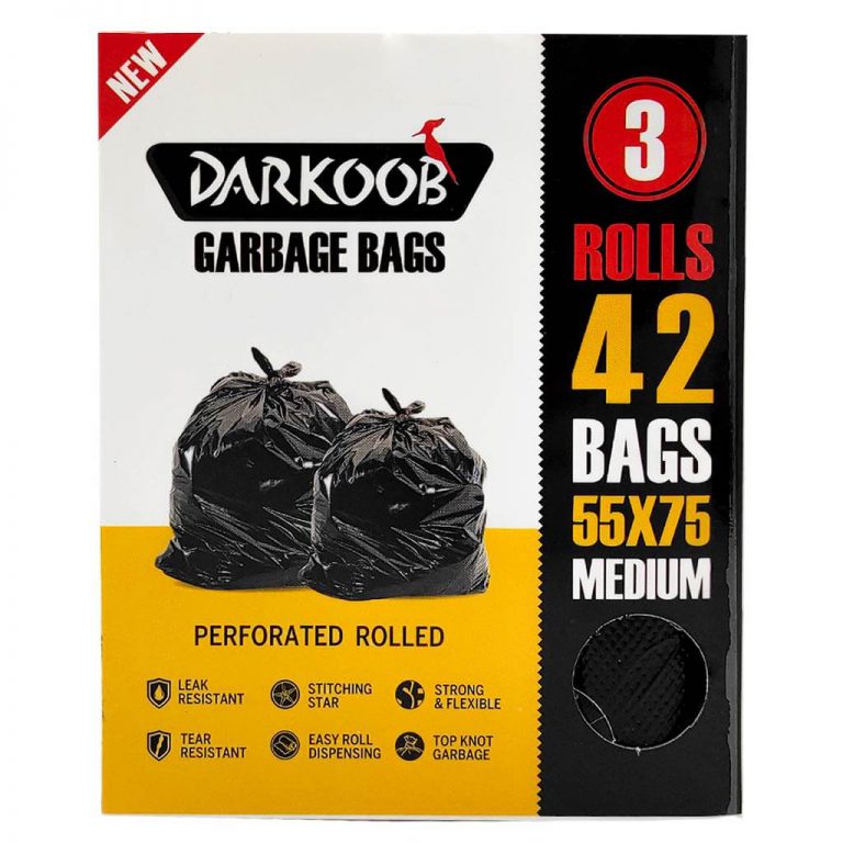 کیسه زباله جعبه ای مشکی متوسط (55*75) دارکوب 3 رول 42 برگی