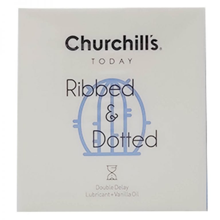 کاندوم فوق العاده نازک چرچیلز Churchills مدل Ribbed And Dotted بسته 3 عددی