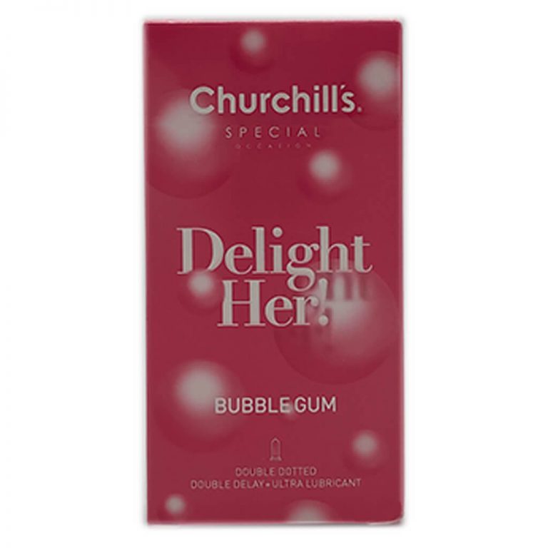 کاندوم آدامس بادکنکی تاخیری چرچیلز Churchills مدل Delight Her بسته 12 عددی
