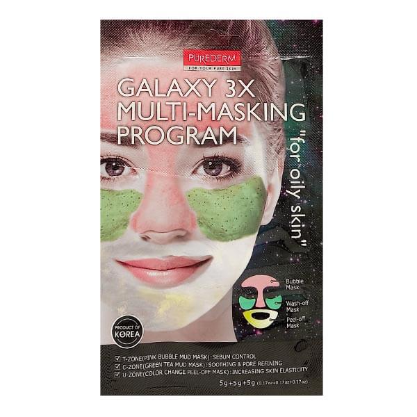 ماسک صورت ورقه ای پیوردرم مدل GALAXY 3X مناسب پوست چرب