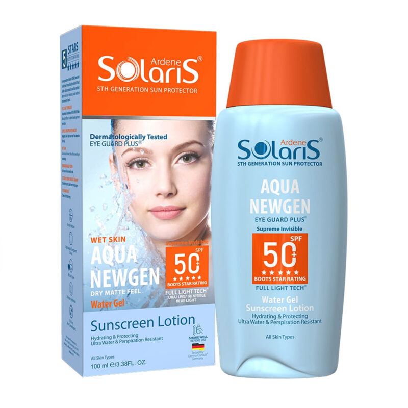 لوسیون ضدآفتاب آبرسان آکوا نیوژن +SPF 50 آردن سولاریس مناسب انواع پوست 100میل